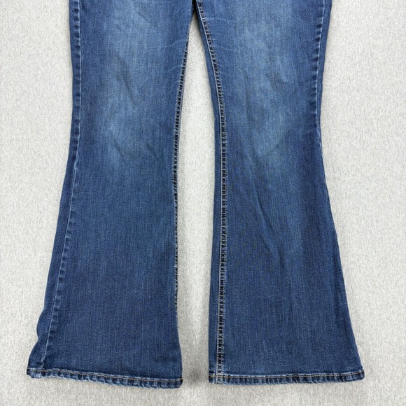 Maurices Jeans Womens 16 Long Mid Rise Flared Bootcut Stretch Blue Denim Casual - Picture 3 of 14